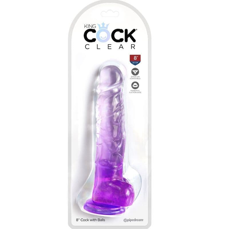 KING COCK - CLEAR REALISTISCHER PENIS MIT KUGELN 16.5 CM LILA 2
