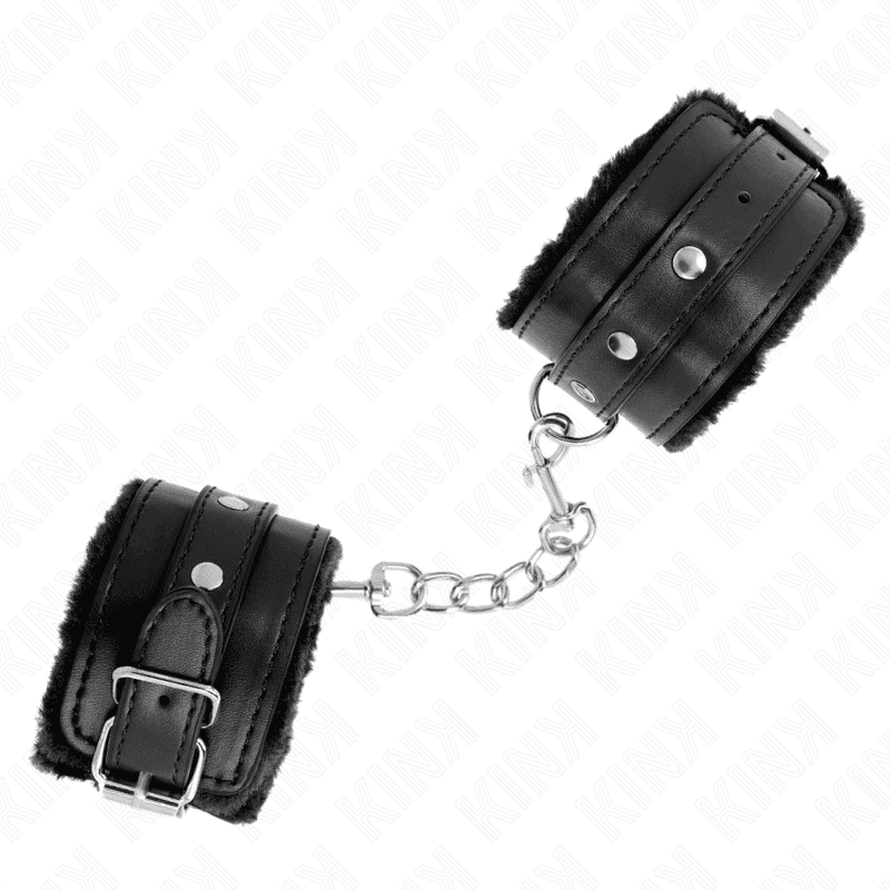 KINK - RESISTENZA DA POLSO PREMIUM FODERATA IN PELLICCIA NERA CON CINTURA NERA REGOLABILE 17-29 CM X 6 CM 3