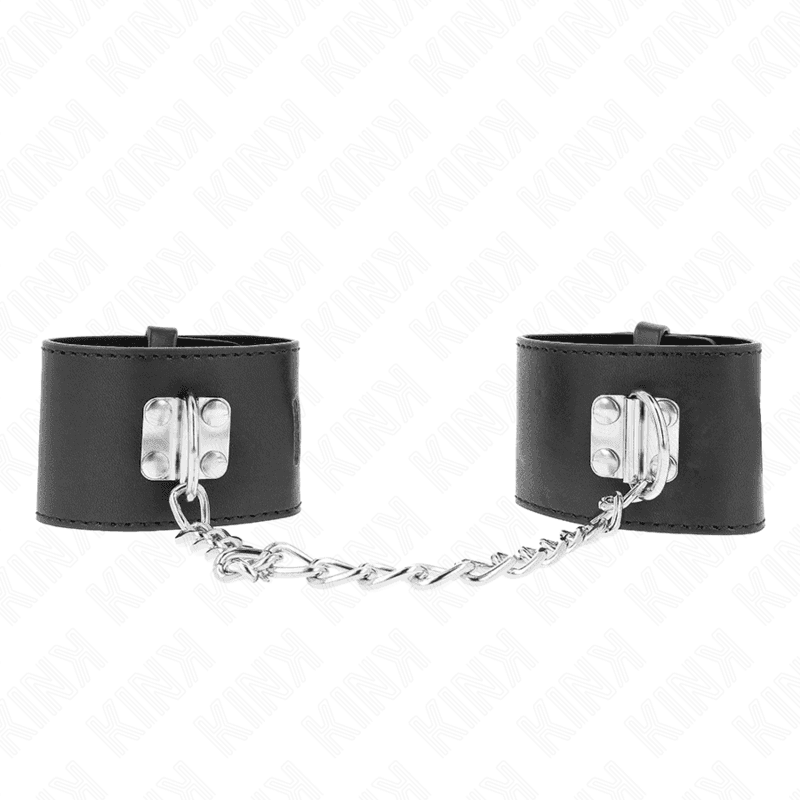 KINK - FIXED WRIST RESTRAINTS WITH CHAIN 30 CM AND PADLOCK CLOSURE BLACK ADJUSTABLE 16-23 CM X 5.5 CM 2
