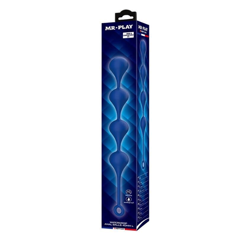 MR PLAY - Plave silikonske analnu zrnca veličina L 42,6 cm 3