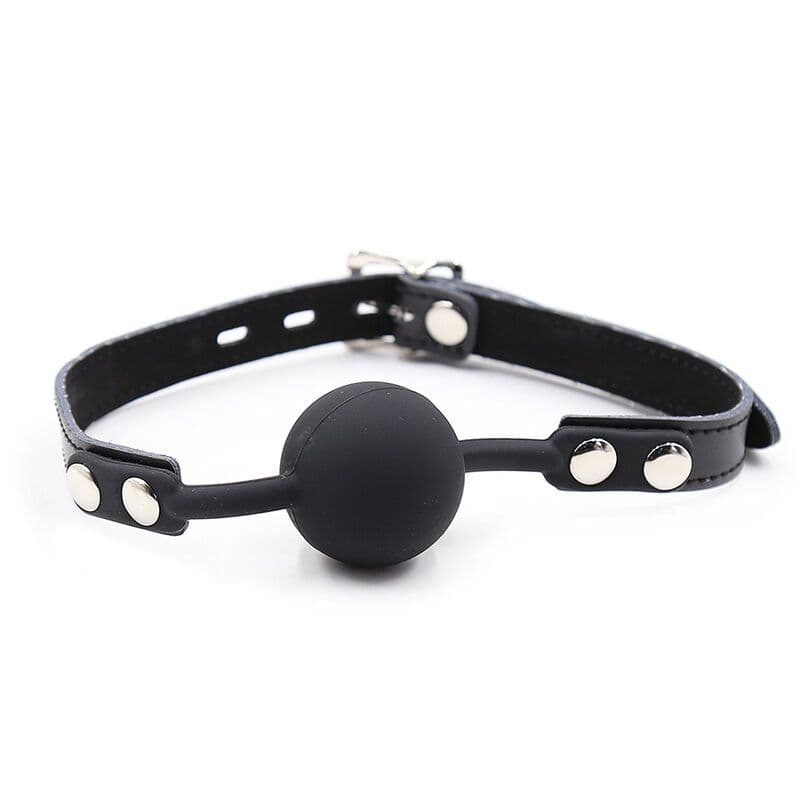 OHMAMA FETISH - BALL GAG IN SILICONE CON CINTURA IN PELLE (LUCCHETTO INCLUSO) 2