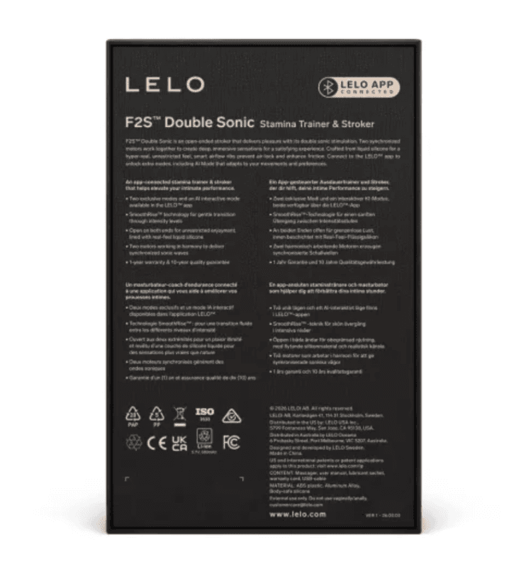LELO - F2S Double Sonic male stroker with dual sonic stimulation, rdeč 4