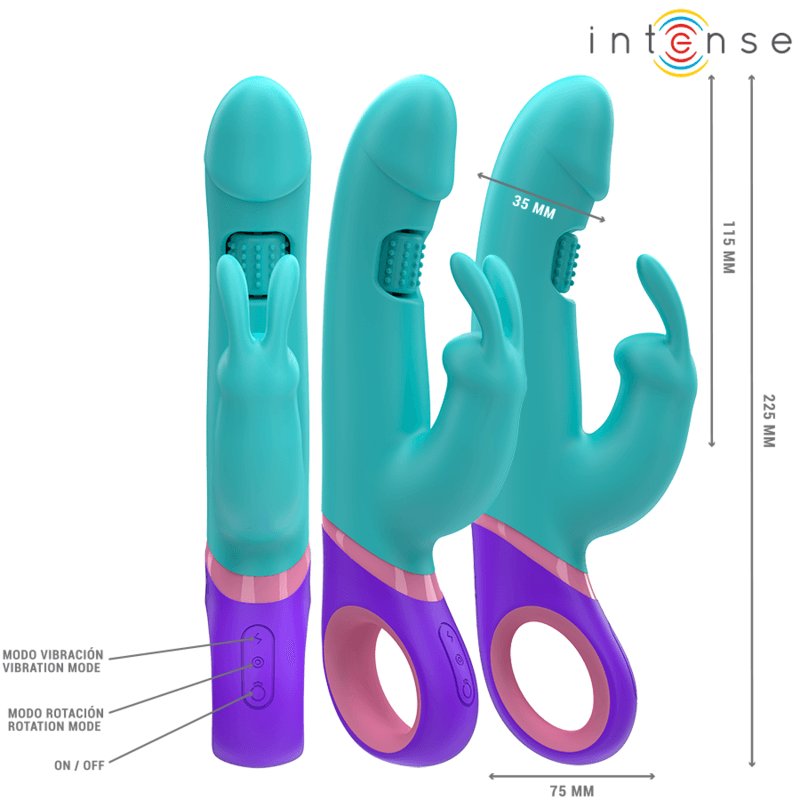 INTENSE - MONICA RABBIT VIBRATOR WITH ROTATING G-SPOT STIMULATOR BLUE 2