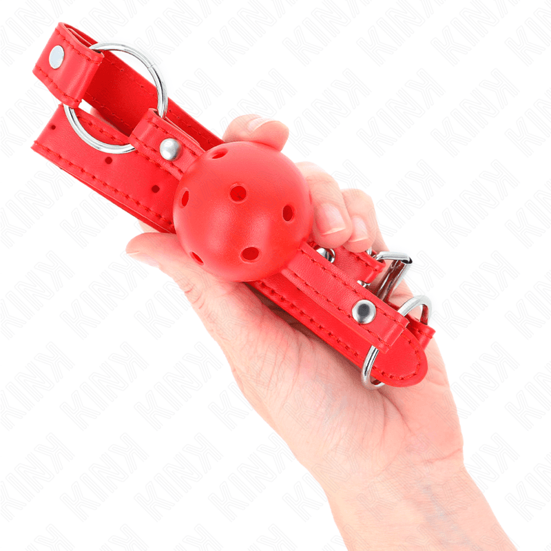 KINK - ATMUNGSAKTIVER BALL 4 CM KNEBEL MIT DOPPELNIET MODELL 1 ROT 62,5 x 2,5 CM VERSTELLBAR 42-58 CM 4