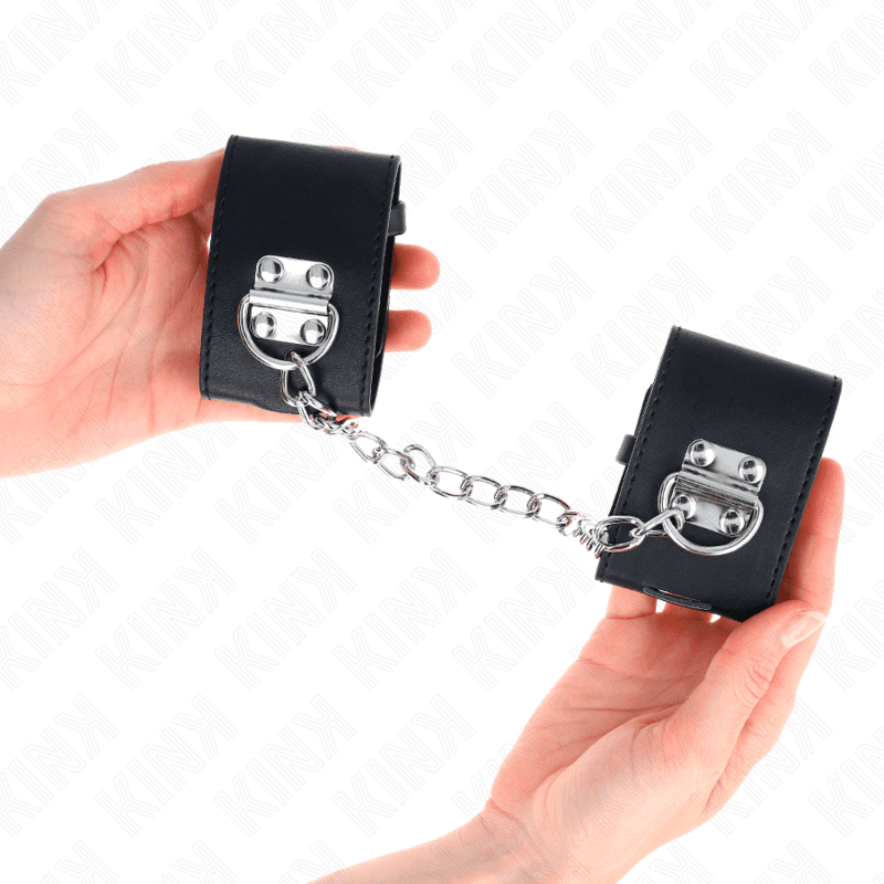 KINK - FIXED WRIST RESTRAINTS WITH CHAIN 30 CM AND PADLOCK CLOSURE BLACK ADJUSTABLE 16-23 CM X 5.5 CM 4