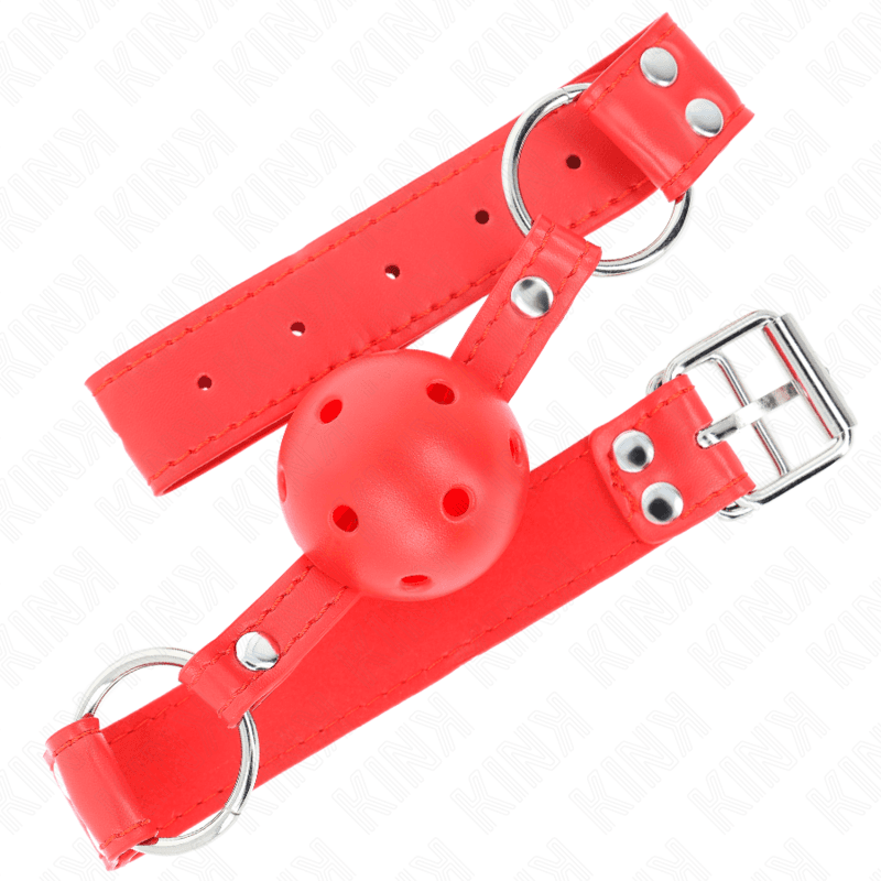 KINK - COMPLETE RED HOLLOW HARD BALL GAG 62 x 2 CM 2