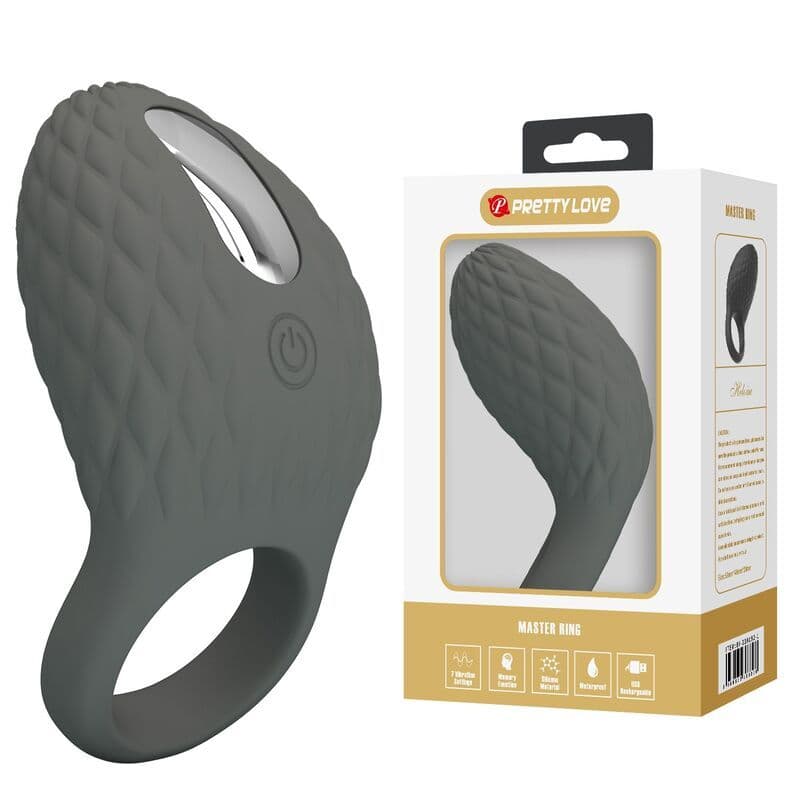 PRETTY LOVE - RECHARGEABLE TEXTURED VIBRATING RING WITH STIMULATOR 3