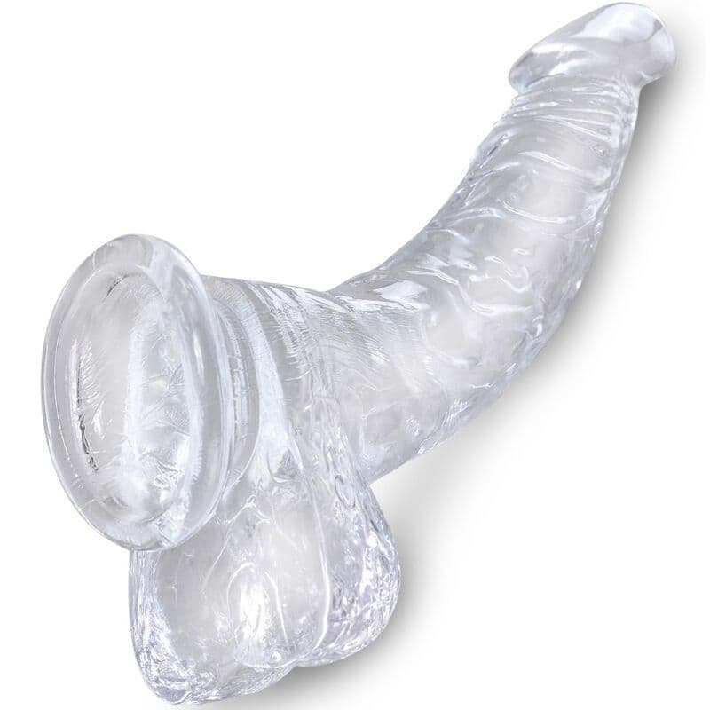 KING COCK - CLEAR PENE CURVO REALISTICO CON SFERE 16.5 CM TRASPARENTE 3