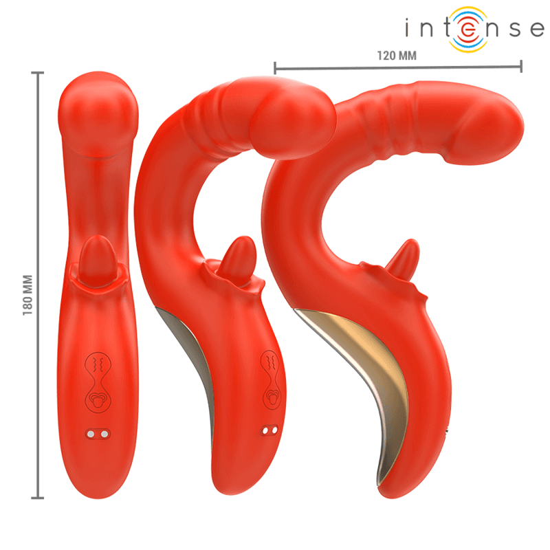 INTENSE - PAULINA VIBRATOR IN STIMULATOR V OBLIKI ČRKE U RDEČ 3