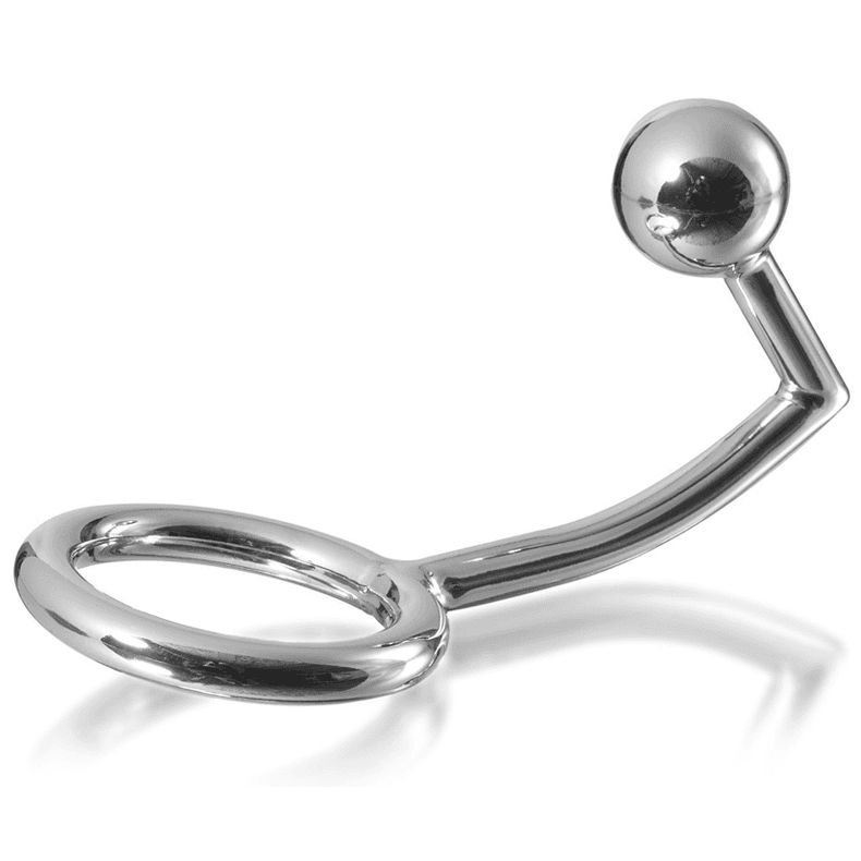 METAL HARD - ANELLO COCK RING CON GANCIO INTRUSO ANALE 40MM 2