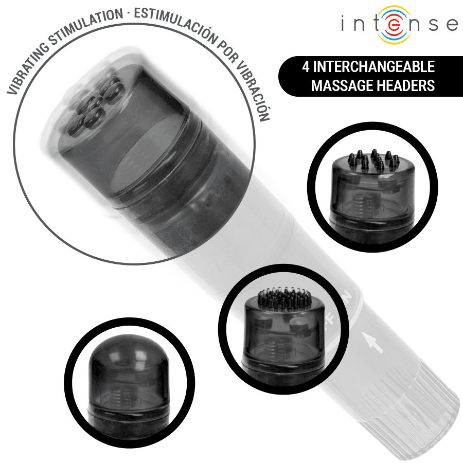 INTENSE - KURT MINI-MASSAGEGERÄT MIT 4 AUSTAUSCHBAREN AUFSÄTZEN SCHWARZ 3