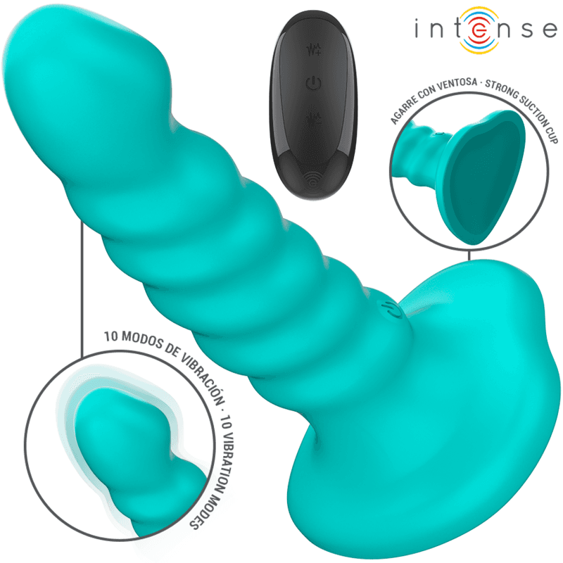 INTENSE - Buffy vibrator veličina S spiralni dizajn 10 vibracija plavi daljinski upravljač