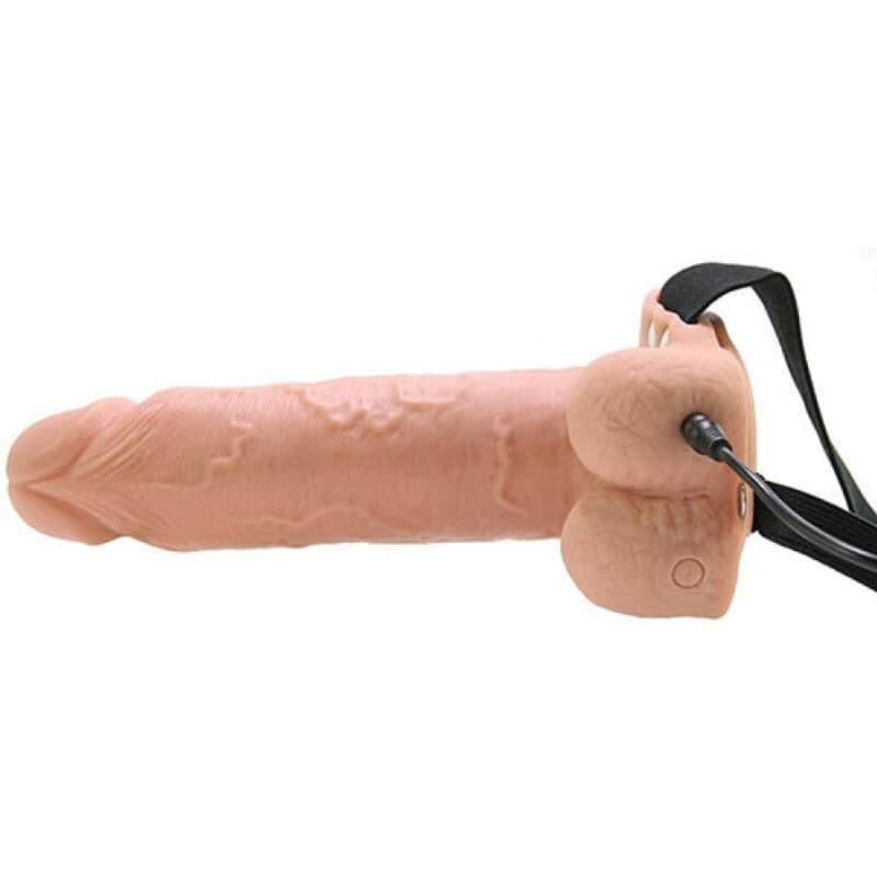 FETISH FANTASY SERIES - REALISTIC VIBRATING HOLLOW STRAP ON WITH BALLS 17.8 CM 4
