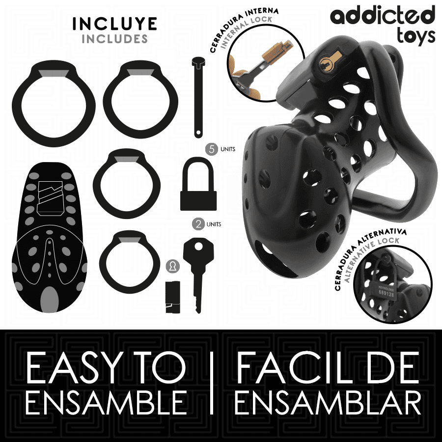 ADDICTED TOYS LOCKED - CHAINED HOLLOW PENIS CAGE 10.5 CM 4