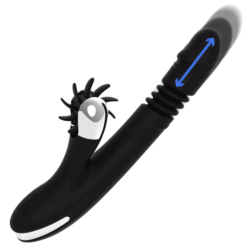 BLACK&SILVER - POTISNI RABBIT VIBRATOR BUNNY REED UP & DOWN VIBE 2