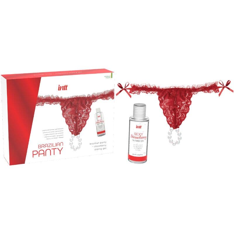 INTT RELEASES - BRAZILSKE CRVENE TANGA GAĆICE S BISERIMA I LUBRIKANTNIM GELOM 50 ML 3