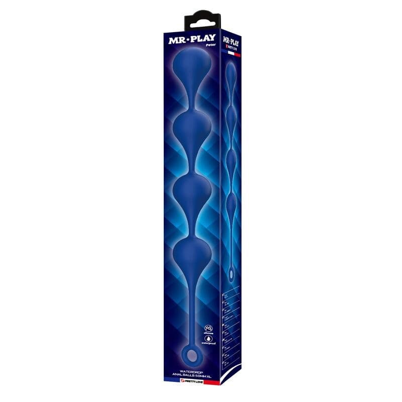 MR PLAY - Plave silikonske analnu zrnca veličina XL 52,5 cm 3