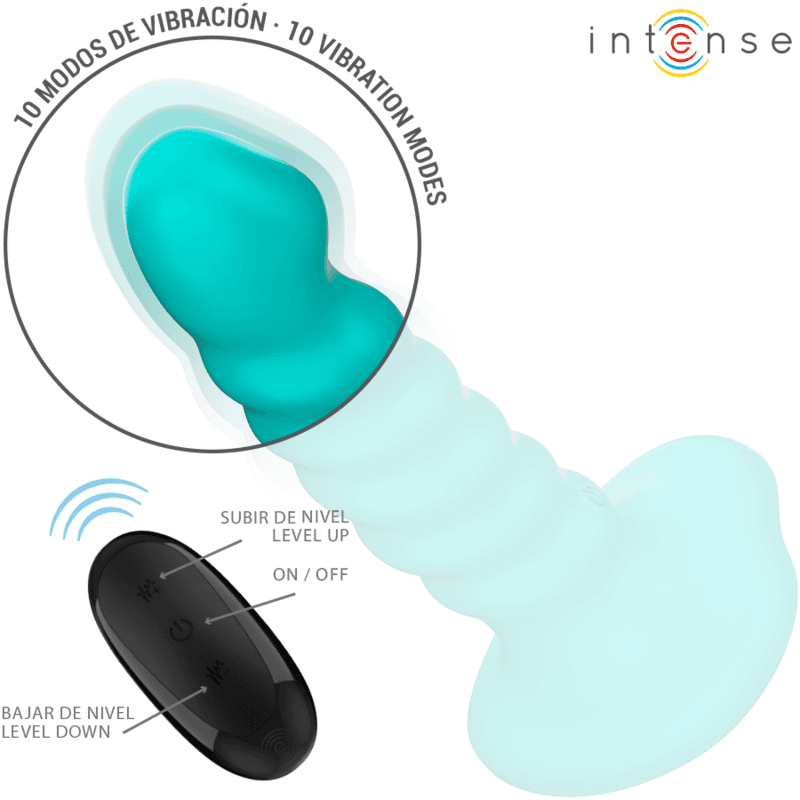 INTENSE BUFFY VIBRATOR VELIČINE S SA SPIRALNIM DIZAJNOM, 10 VIBRACIJA, PLAVI, S DALJINSKIM UPRAVLJAČEM 4