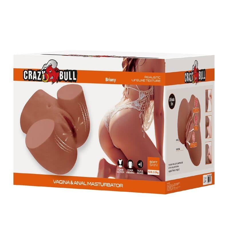 CRAZY BULL - REALISTIC FEMALE TORSO MASTURBATOR DUAL ENTRY WITH VIBRATION AND SUCTION NATURAL 2
