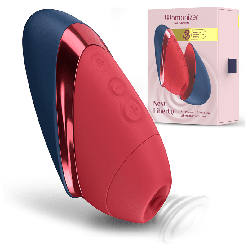 WOMANIZER - NEXT LIBERTY 3D PLEASURE AIR CLITORAL STIMULATOR BLUE/RED 3