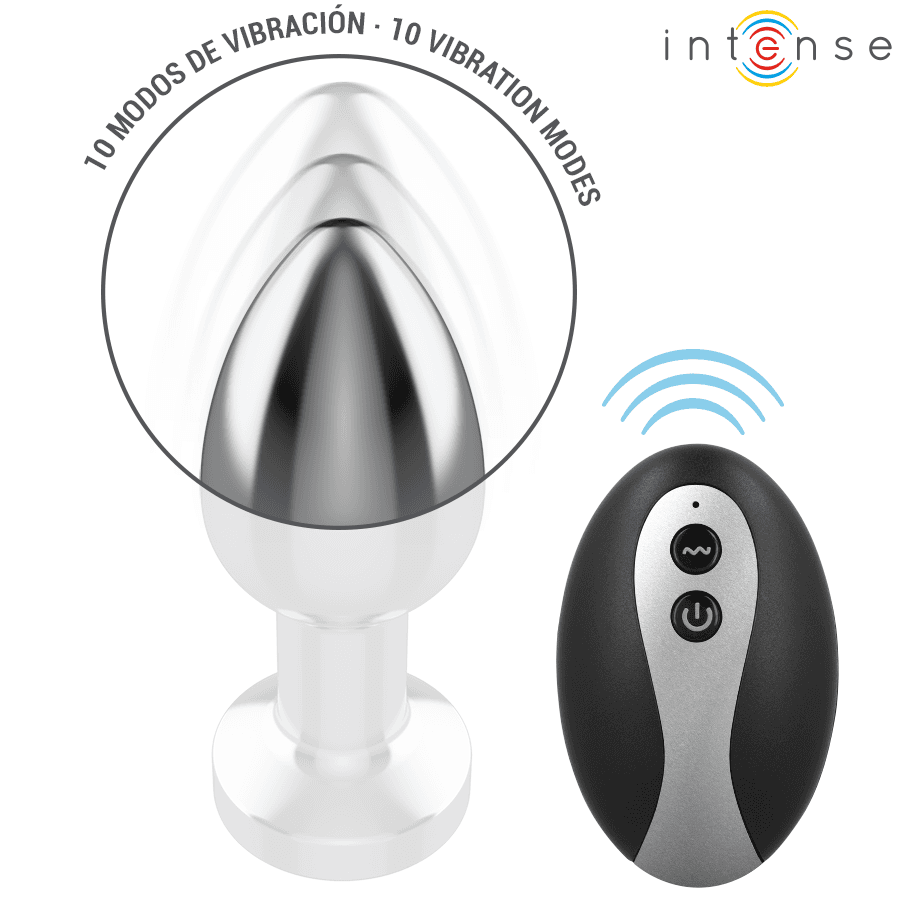 INTENSE - PLUG ANALE VIBRANTE IN METALLO CON LUCI LED E TELECOMANDO - TAGLIA M 4