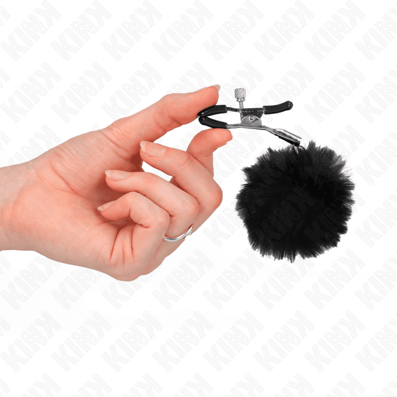 KINK - KUNSTFELLBALL-NIPPELKLAMMER SCHWARZ 6 CM 4