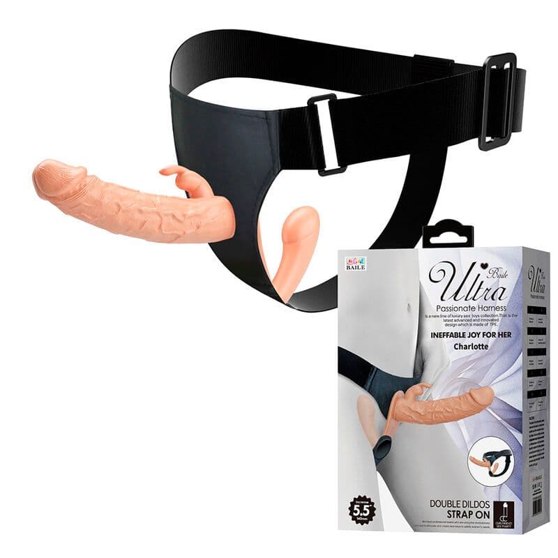 BAILE - Charlotte šuplji dvostruki penetracijski strap-on mesni 2