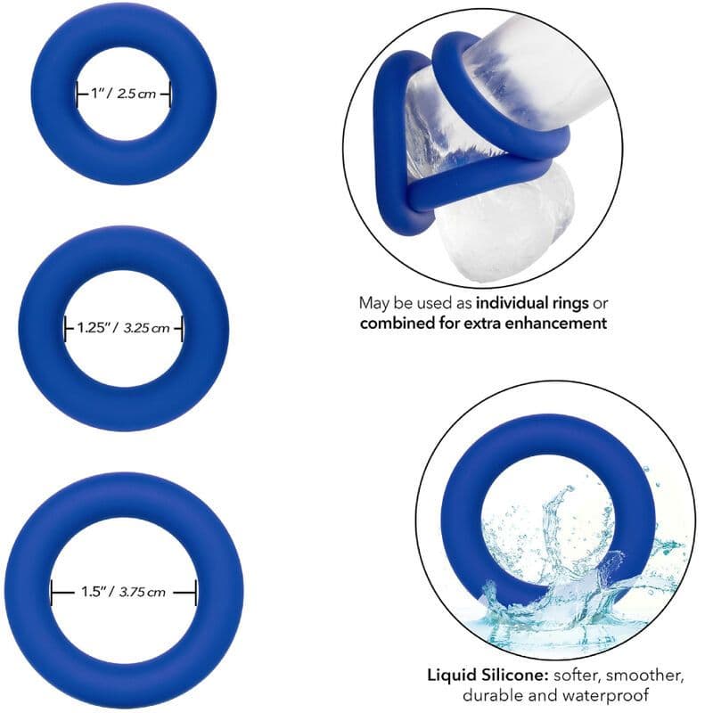 CALEXOTICS - ADMIRAL COCK RING SET KOMPLET PRSTENOVA ZA PENIS, PLAVI 2