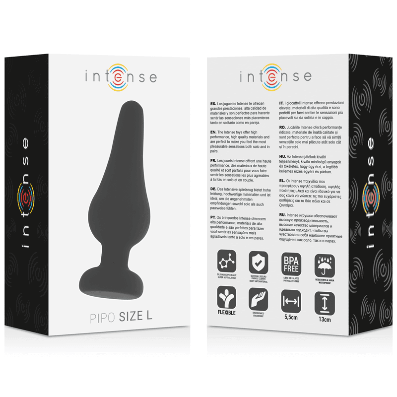 INTENSE - PLUG ANALE PIPO L SILICONE NERO 13 CM 4