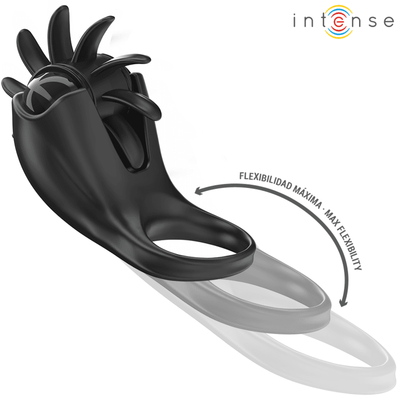 INTENSE - MABEL VIBRACIJSKI PRSTEN, 10 VIBRACIJA, SA STIMULATOROM KLITORISA, CRNI 3