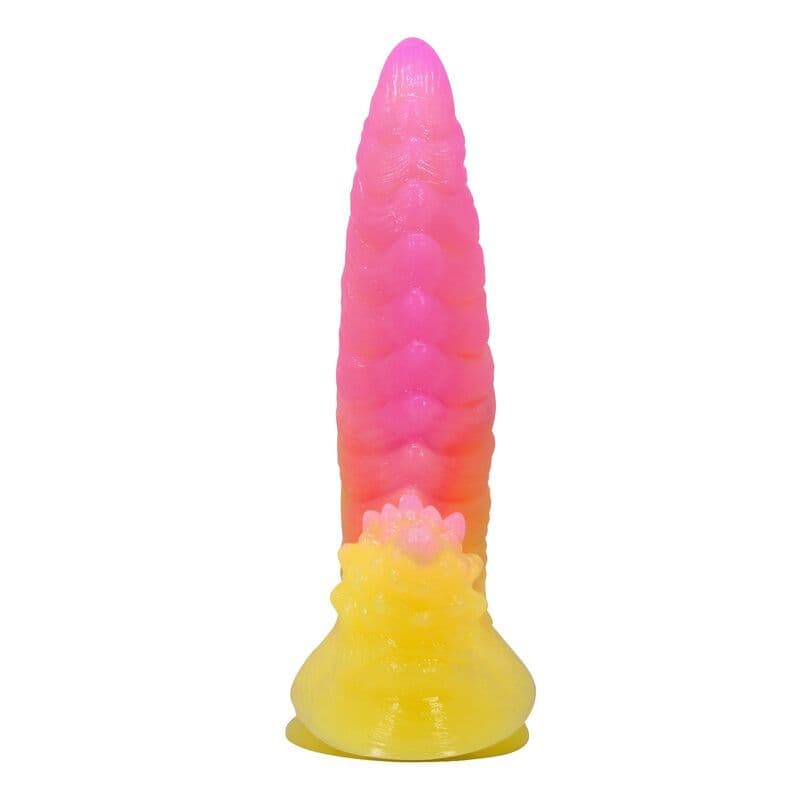 POWER MONSTERS - RIPPLIED MONSTER FANTASY DILDO WITH SUCTION CUP 22.5 CM Ø 5.5 CM PINK & YELLOW 3
