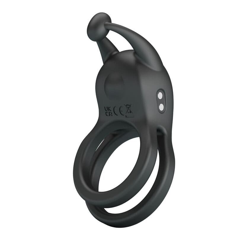 PRETTY LOVE - GOODWIN RECHARGEABLE DOUBLE VIBRATING COCK RING BLACK 4