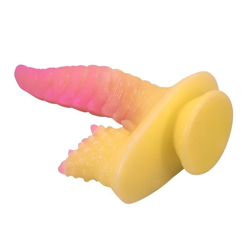 POWER MONSTERS - RIPPLIED MONSTER FANTASY DILDO WITH SUCTION CUP 22.5 CM Ø 5.5 CM PINK & YELLOW 4