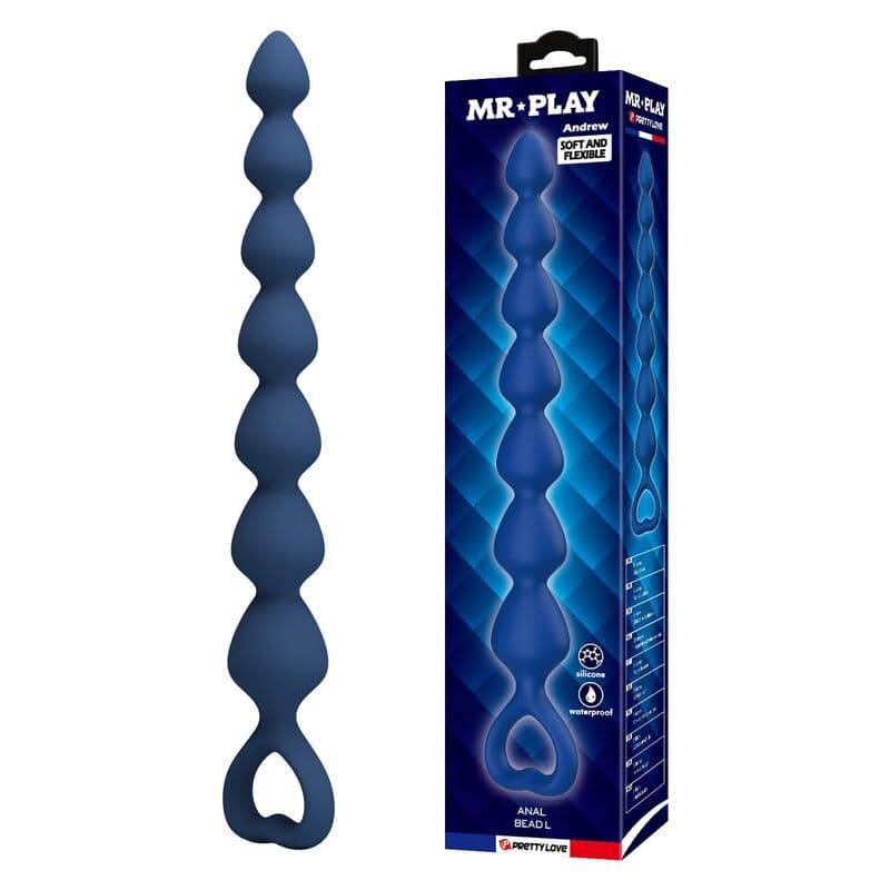 MR PLAY - Plave silikonske analnu zrnca i analni čep 26,7 cm