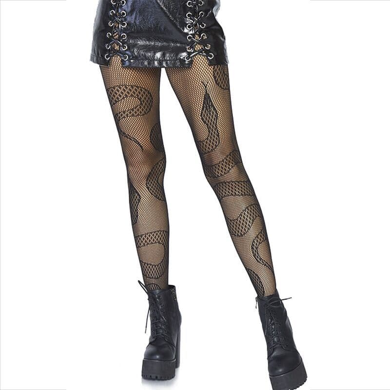 LEG AVENUE - STRÜMPFE NET SNAKES SCHWARZ 3