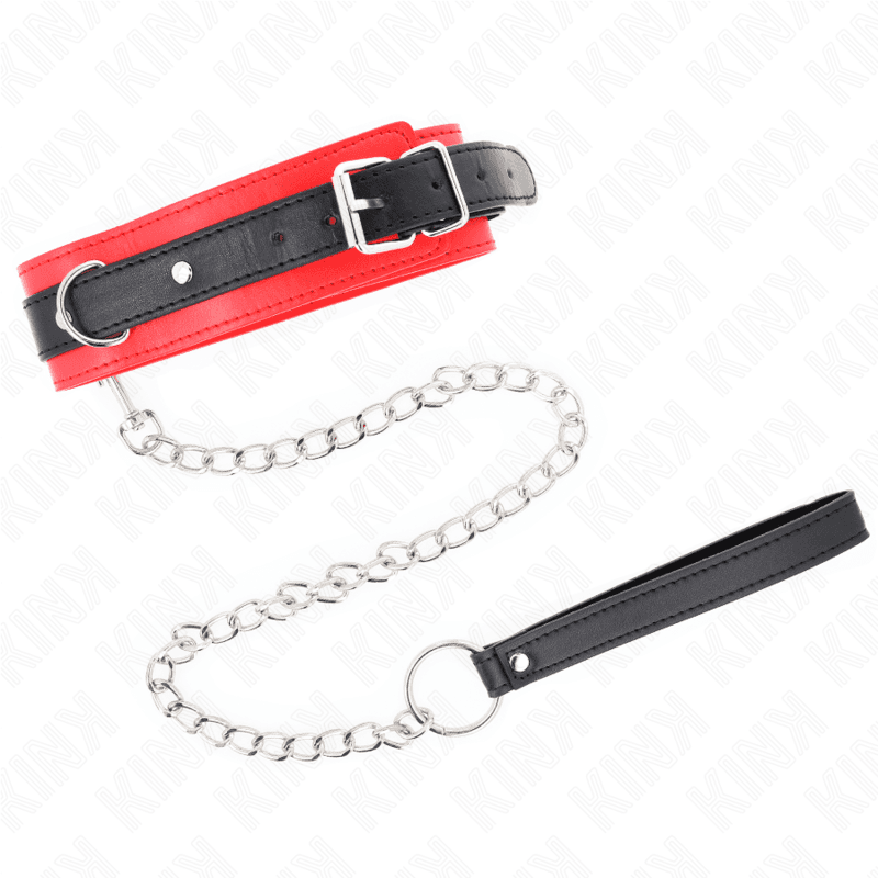 KINK - COLLARE MODELLO BASE CON GUINZAGLIO 65 CM MODELLO 3 ROSSO 53 X 5 CM 2