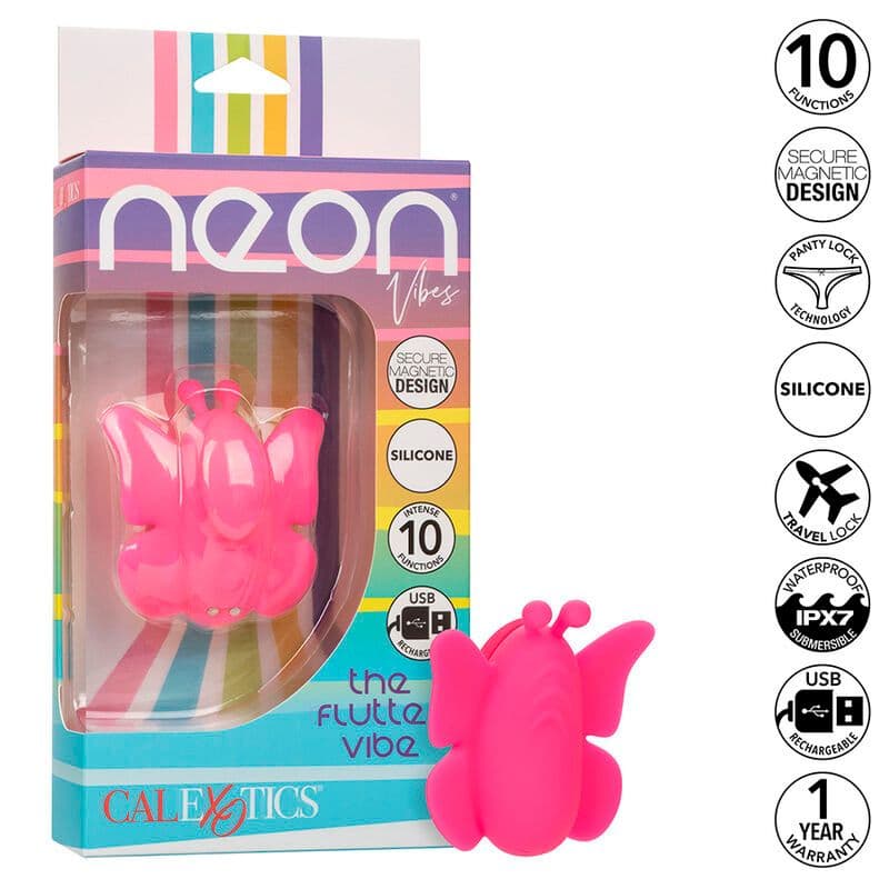 CALEXOTICS - NEON VIBES THE FLUTTER VIBE STIMULATOR Z 10 VIBRACIJAMI, ROŽNAT 2