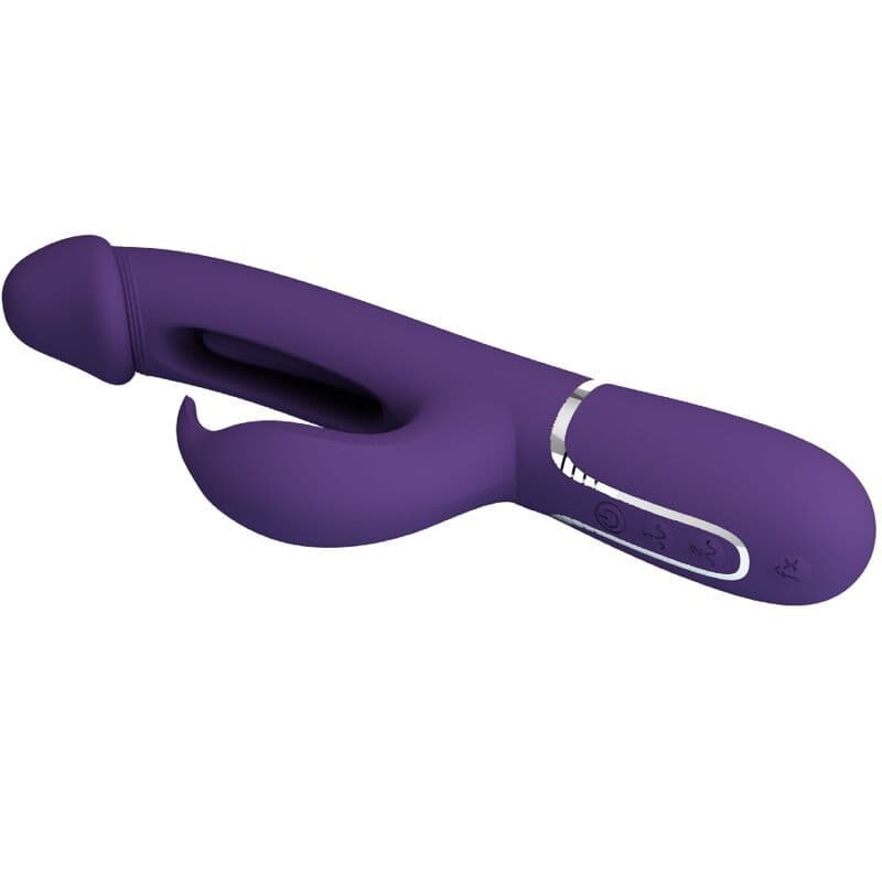 PRETTY LOVE - KAMPAS VIBRATOR ZEKO 3-U-1 S JEZIKOM, LJUBIČASTI 4