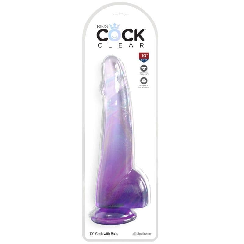 KING COCK - CLEAR DILDO CON TESTICOLI 19 CM VIOLA 2