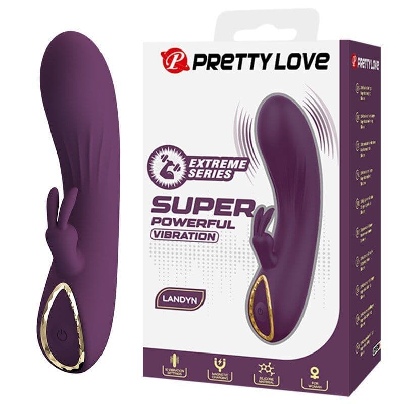 PRETTY LOVE - Landyn punjivi rabbit vibrator 10 funkcija ljubičasti