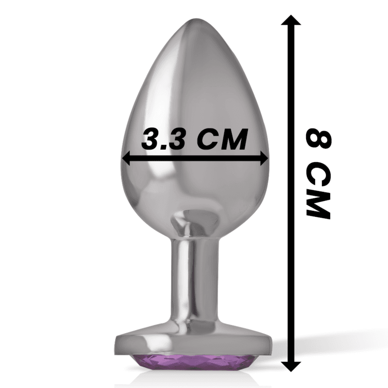 INTENSE - PLUG ANALE IN METALLO ALLUMINIO CON CRISTALLO VIOLA TAGLIA M 4