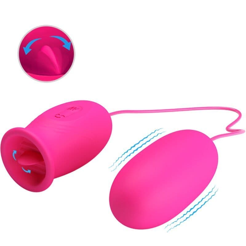 PRETTY LOVE - DAISY VIBRACIJSKO JAJE S JEZIČKOM ZA STIMULACIJU KLITORISA, ROZA 2