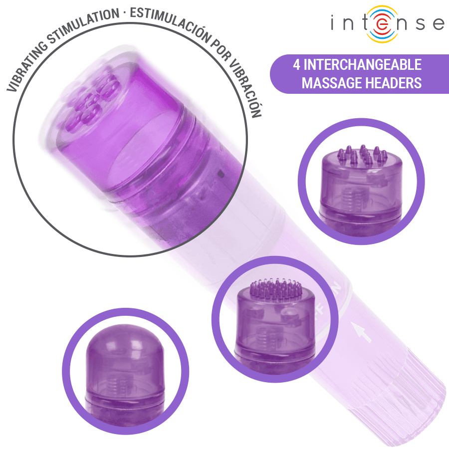 INTENSE - KURT MINI-MASSAGEGERÄT MIT 4 AUSTAUSCHBAREN AUFSÄTZEN, LILA 3