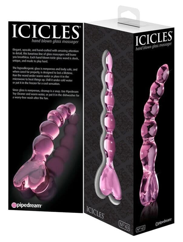 ICICLES - STAKLENI MASAŽNI DILDO S KUGLICAMA BR. 43 3