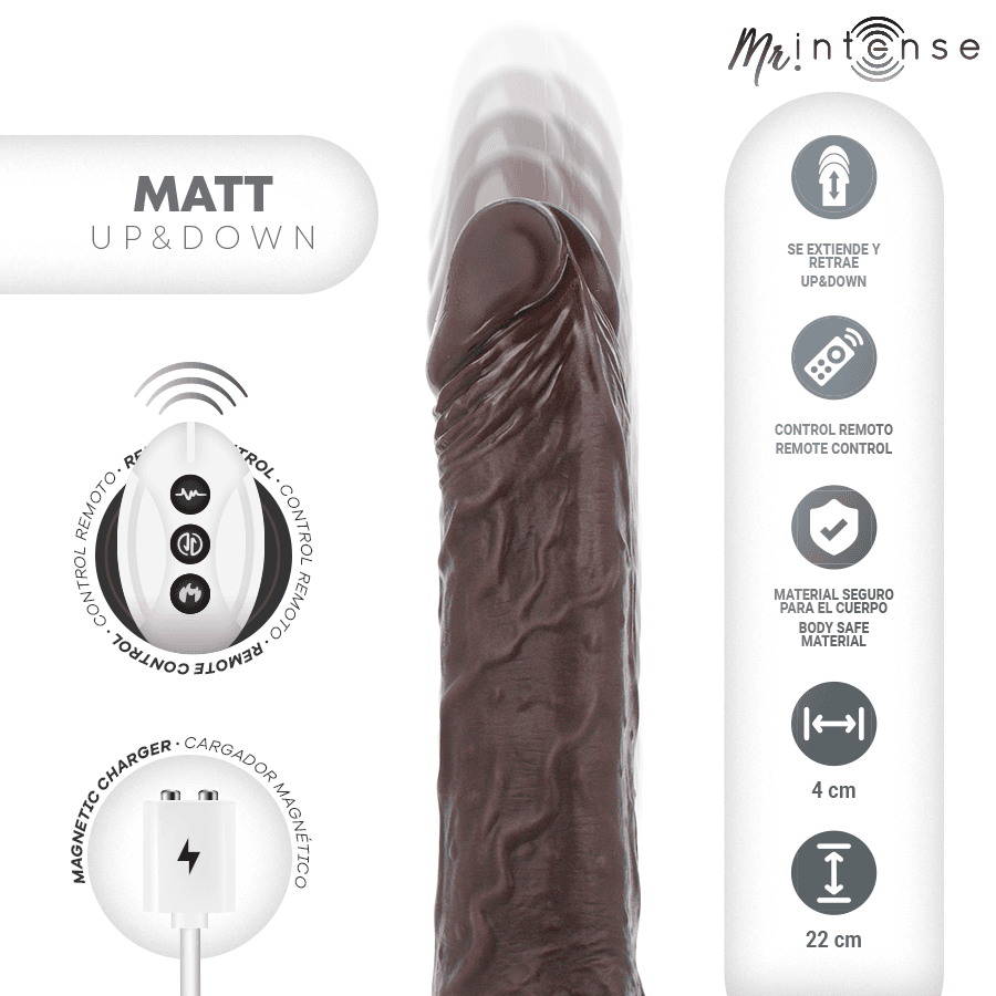 MR INTENSE - MATT REALISTICO MULTIFUNZIONE CON VIBRAZIONE SU E GIÙ TELECOMANDO 22 CM -O- 4 CM 2