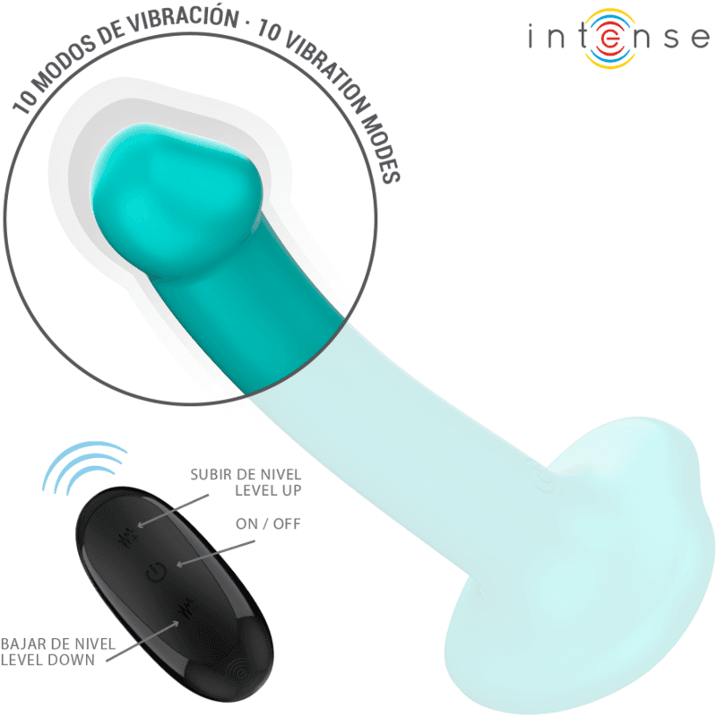 INTENSE - KATIE VIBRATOR WITH SUCTION CUP 10 VIBRATIONS BLUE REMOTE CONTROL 3