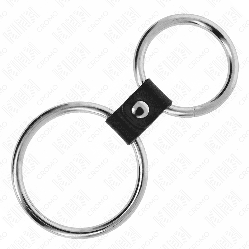 KINK - DOPPIO ANELLO PER PENE IN METALLO DA 3,7 CM A 5 CM COLLEGATO CON CINTURINO IN PELLE MODELLO 1 4