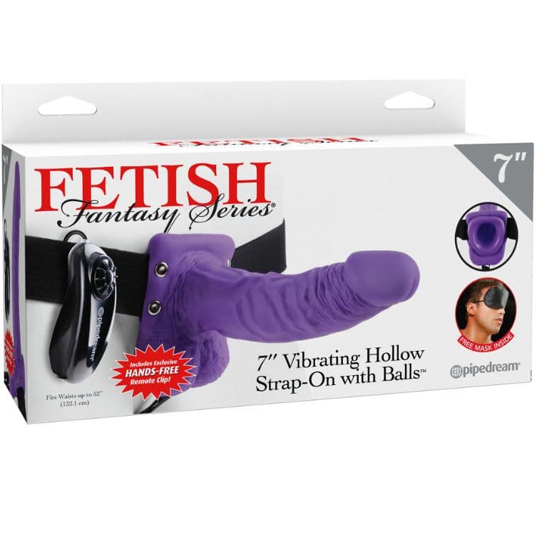 FETISH FANTASY SERIES - SERIES 7 HOLLOW STRAP-ON VIBRANTE CON SFERE 17.8CM VIOLA 2