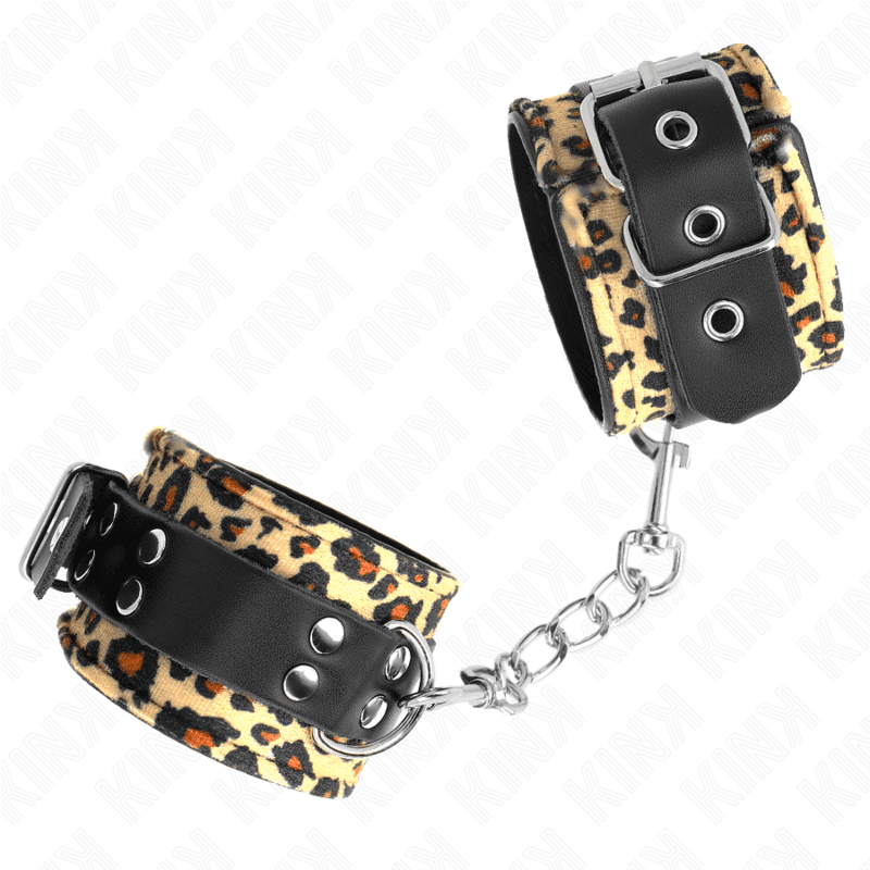 KINK - LEOPARD REAL LEATHER WRIST RESTRAINT ADJUSTABLE 18-29 CM X 5.5 CM 3