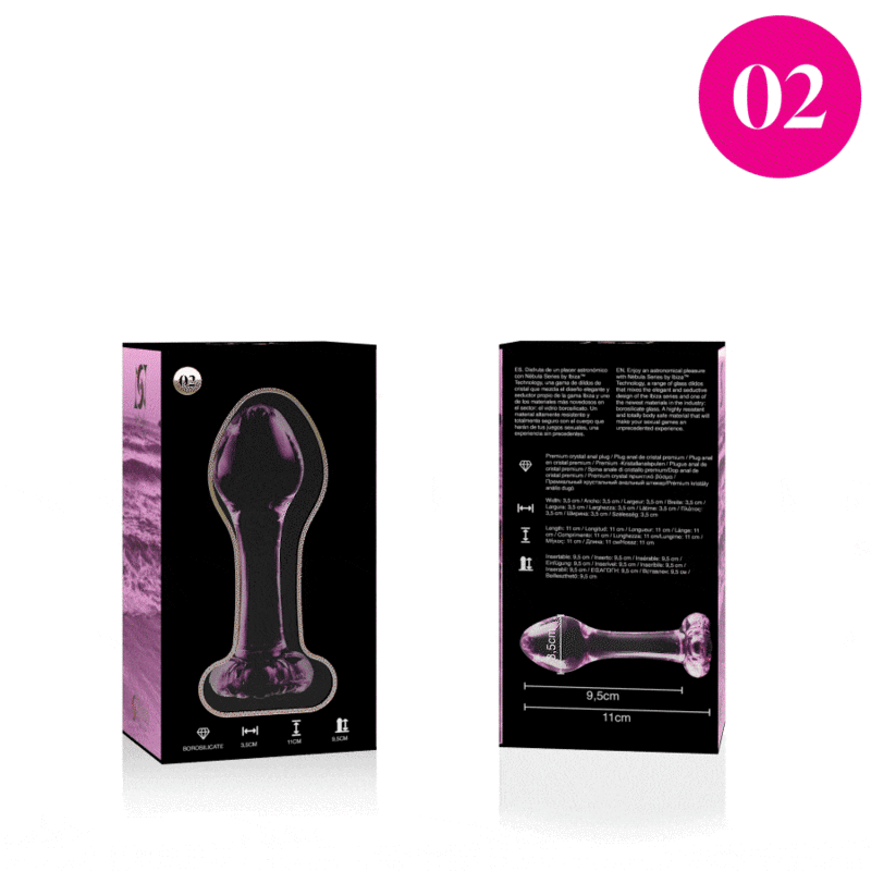 NEBULA SERIES BY IBIZA - MODEL 2 ANAL PLUG BOROSILICATE GLASS CLEAR 11 CM -O- 3.5 CM 4